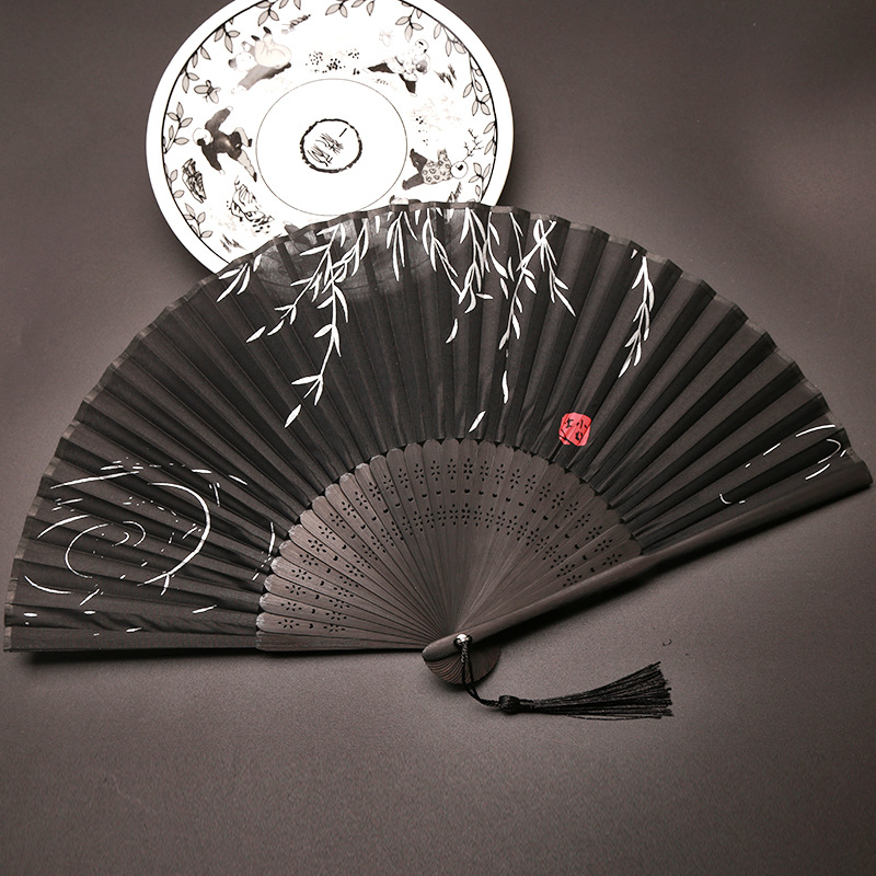 扇子折扇中国风舞蹈扇女夏季折叠扇古装日式小复古布古典古风折扇