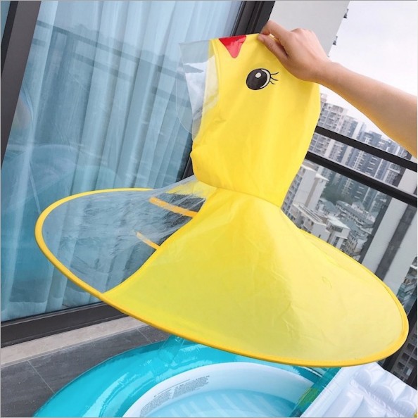 儿童飞碟雨衣小黄鸭 斗篷卡通雨披幼儿园小孩宝宝雨帽衣跨境批发
