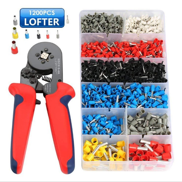 6-4A Crimping Pliers Upgraded Version Crimping Pliers European Tube Type Pliers Set 1200Pcs Terminal Crimping Pliers 0.08-10Mm