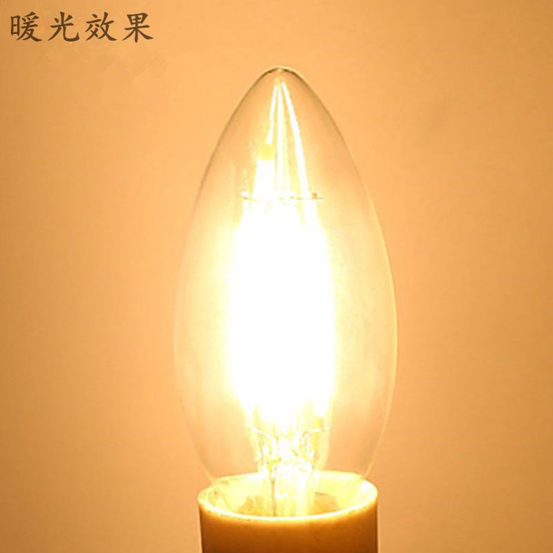 E12 E27 filament bulb, C35E14 pointed bubble led candle lamp, 2W, 4W, 6W retro tungsten filament lamp, 220v dimming Specification image