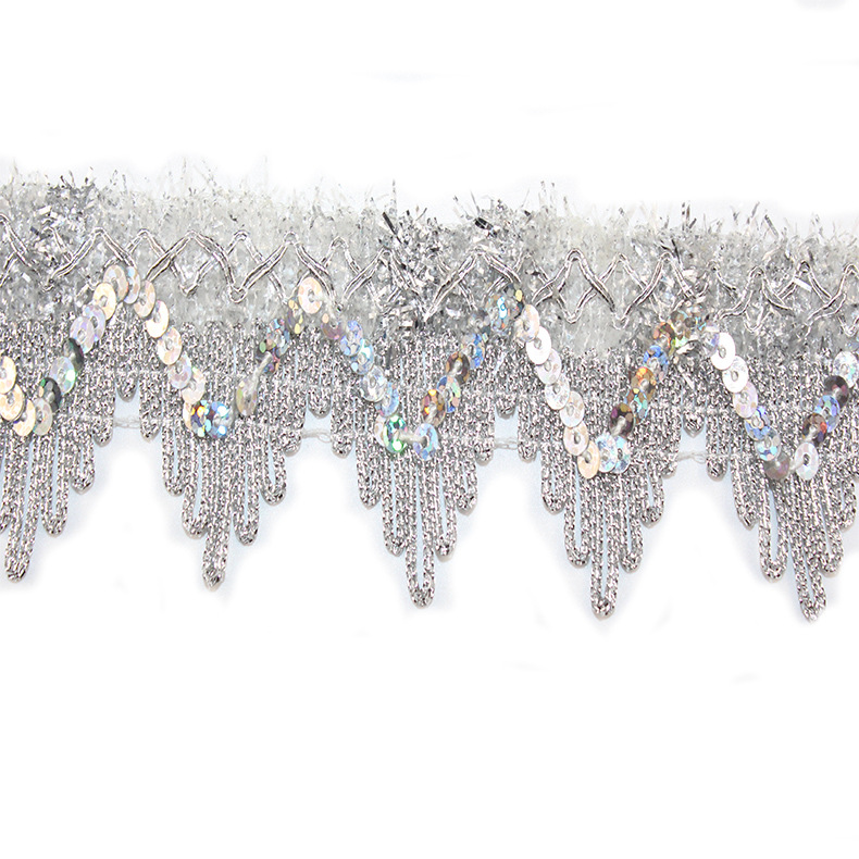 Manufacturers Batch Rich Art Filigree Lace Clothing Accessories Stage Tablecloth Gold Lace Curtain Sequin Lace Item Picture
