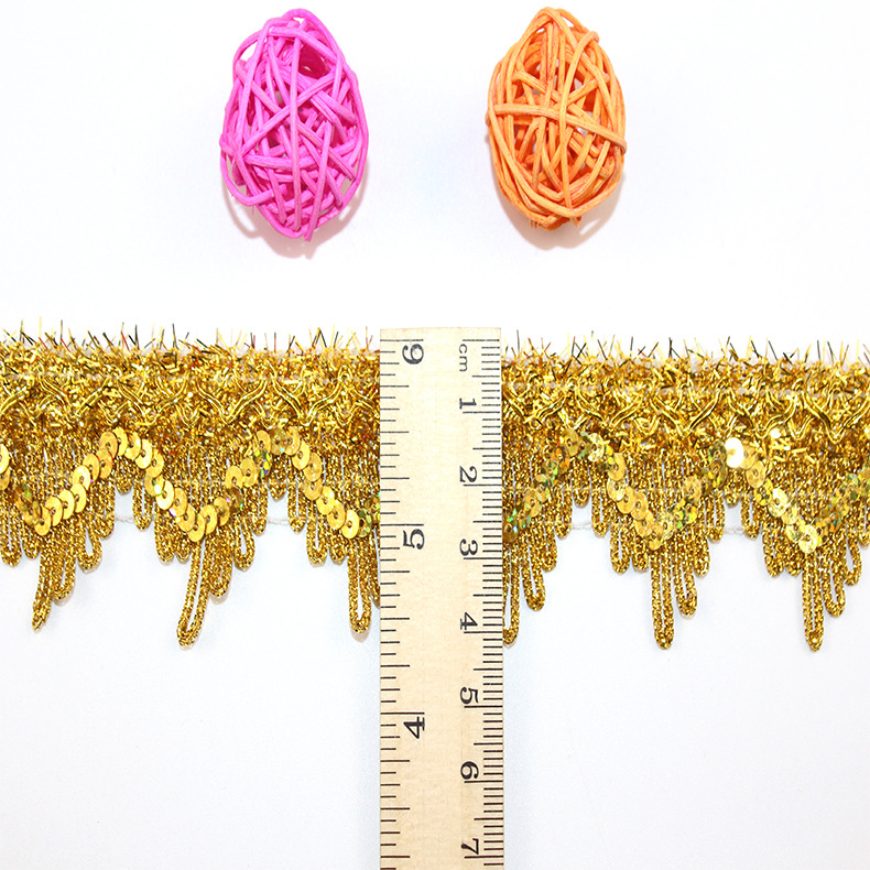 Manufacturers Batch Rich Art Filigree Lace Clothing Accessories Stage Tablecloth Gold Lace Curtain Sequin Lace Application Scenario
