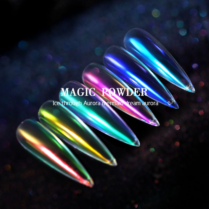 Cross Border Ice Transparent Nude Powder Aurora Powder Mesh Red Nail Magic Mermaid Mirror Flour Magic Mirror Powder 0.2g Specification drawing