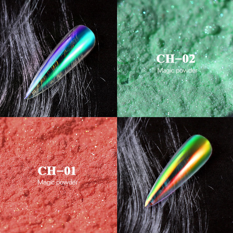 Cross Border Ice Transparent Nude Powder Aurora Powder Mesh Red Nail Magic Mermaid Mirror Flour Magic Mirror Powder 0.2g Application Scenario