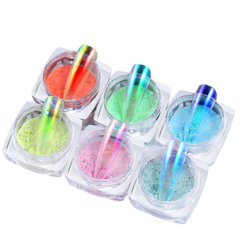 Cross Border Ice Transparent Nude Powder Aurora Powder Mesh Red Nail Magic Mermaid Mirror Flour Magic Mirror Powder 0.2g Item Picture