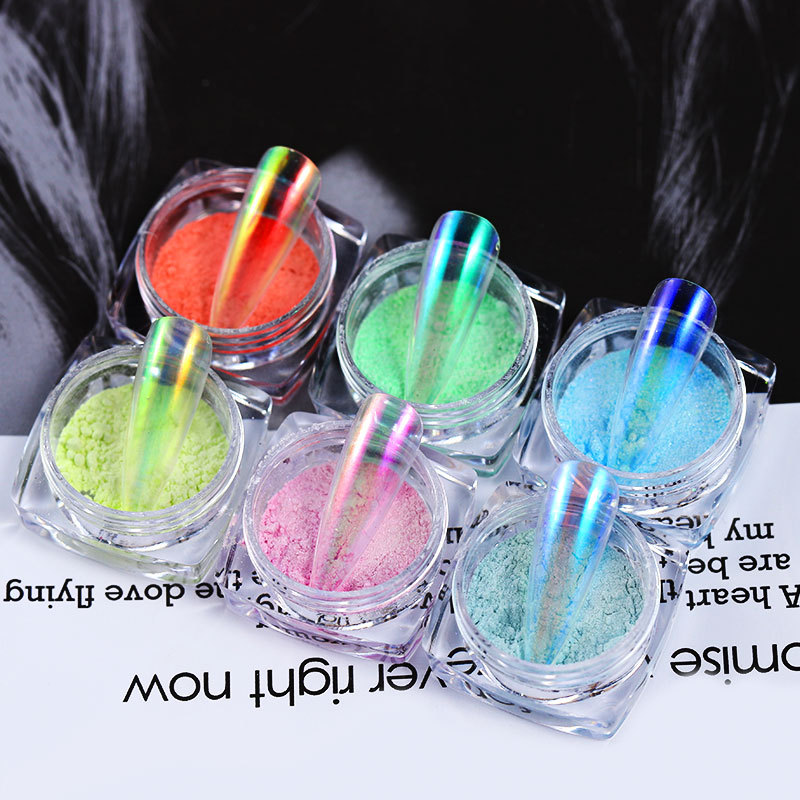 Cross Border Ice Transparent Nude Powder Aurora Powder Mesh Red Nail Magic Mermaid Mirror Flour Magic Mirror Powder 0.2g details Picture