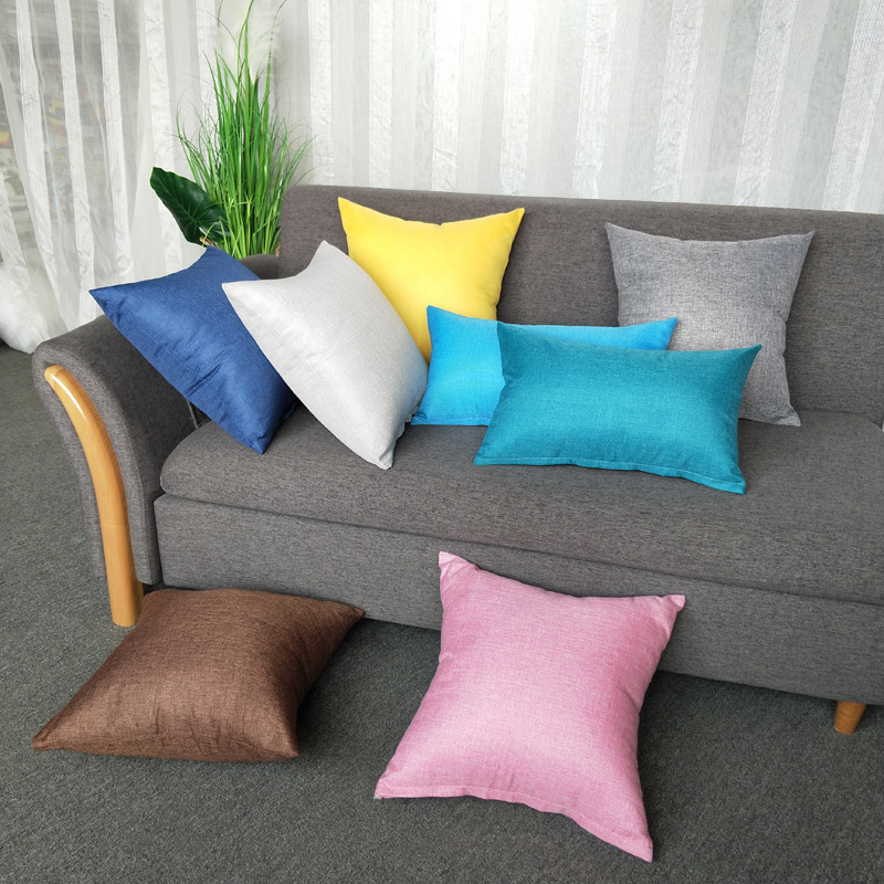 Cross-border factory direct supply of imitation cotton and linen cushions, large volume of imitation linen throw pillows, sofa backrests, simple and solid color cushions Specification image
