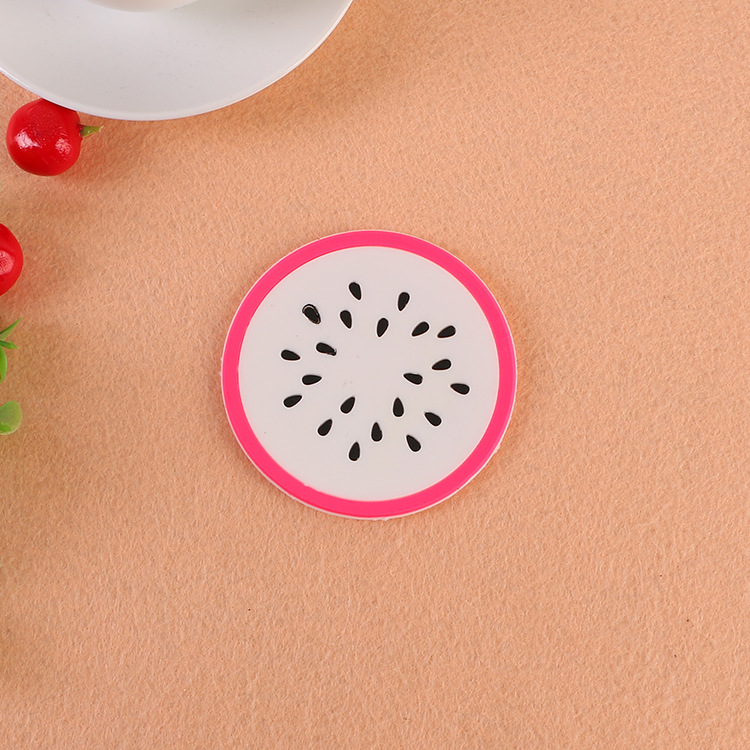 Spot Wholesale Cute Cartoon Jelly Fruit Heat Resistant Coasters Creative Non-Slip Thermal Insulation Mat Silicone Coasters Customized details Picture