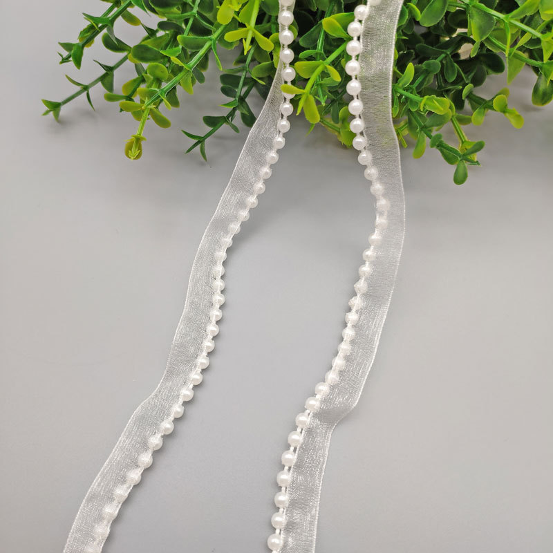 3/4/6/8mm small chanel-style pearl mother-and-child strap decorative accessories, snow yarn strap, piping, pearl lace, chain strip details Picture