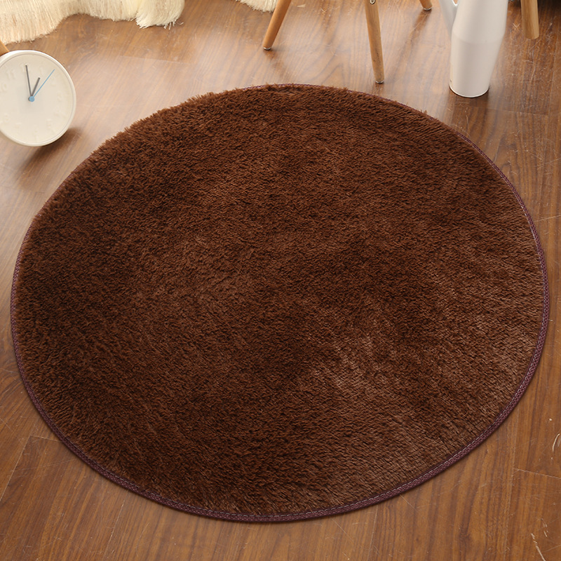丝毛地毯圆形地毯地垫 客厅卧室地毯床边地垫脚垫电脑椅垫瑜伽垫图