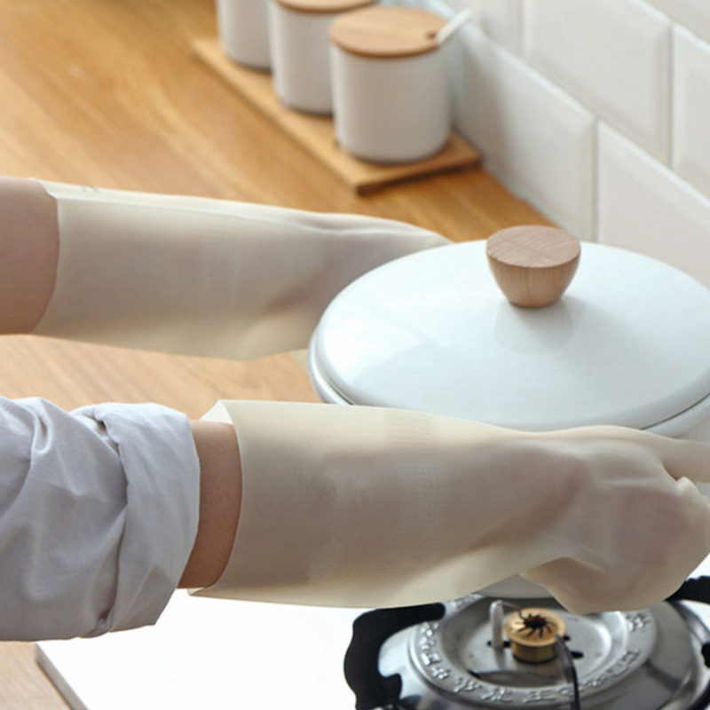 白色洗碗菜皮手套女耐用型橡胶胶皮防水塑胶衣服家用厨房家务清洁详情图3
