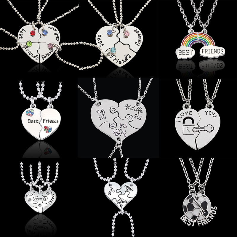 Wholesale of multi-piece letter necklaces with diamond-encrusted heart collarbone necklaces for cross-border friends and best friends from Europe and America