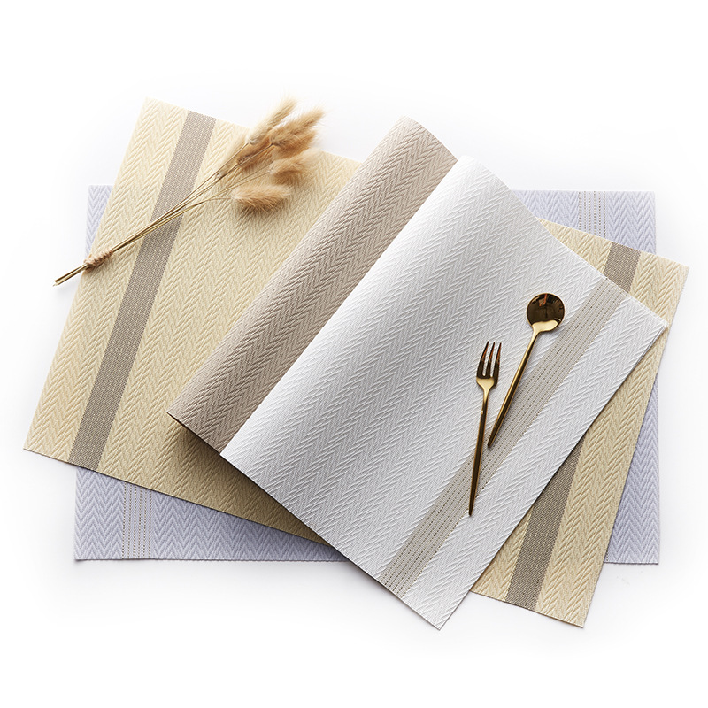 Nordic Insulated Placemat Pvc Waterproof And Oil-Proof Table Mat Hotel Restaurant Non-Slip Double Stripe Western Placemat Wholesale Item Picture