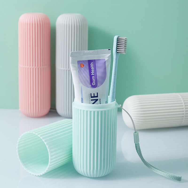 Japanese portable travel toothbrush box set, washbasin cup with lid, toothpaste tube, toothbrush storage box, mouthwash cup