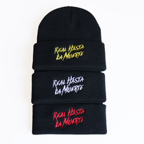 European and American trends Real Hasta La Muerte alphabet embroidery knitted hat Wool hat Hip hop pullover hat
