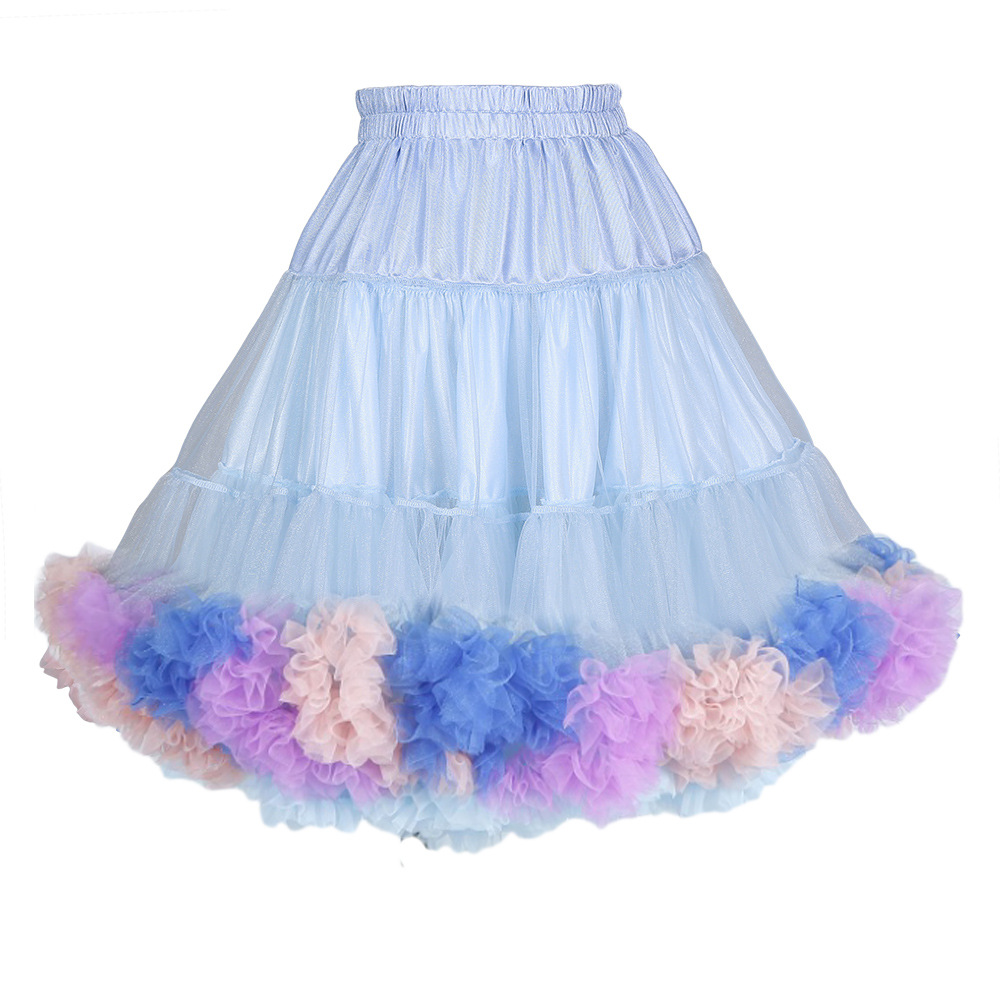 Plus-size TUTU skirt lolita skirt Rainbow Fart parent-child soft yarn Lolita dress cotton candy gauze half skirt Item Picture
