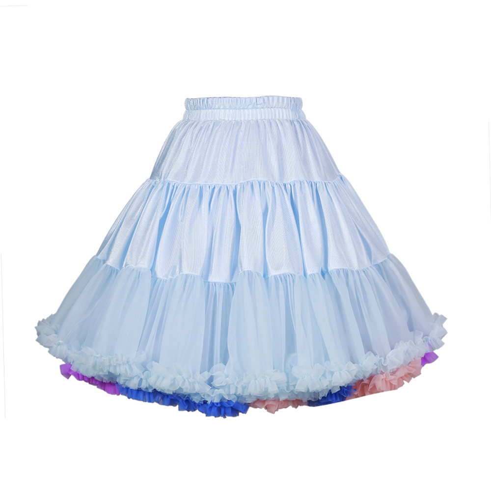 Plus-size TUTU skirt lolita skirt Rainbow Fart parent-child soft yarn Lolita dress cotton candy gauze half skirt Specification drawing