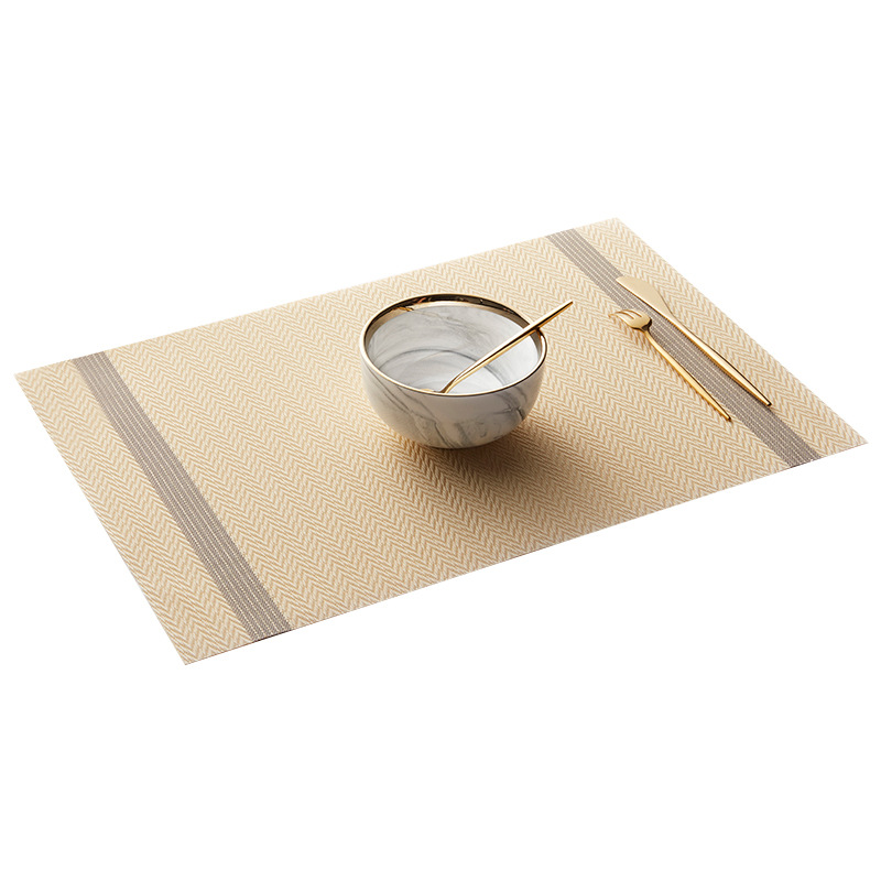 Nordic Insulated Placemat Pvc Waterproof And Oil-Proof Table Mat Hotel Restaurant Non-Slip Double Stripe Western Placemat Wholesale Application Scenario