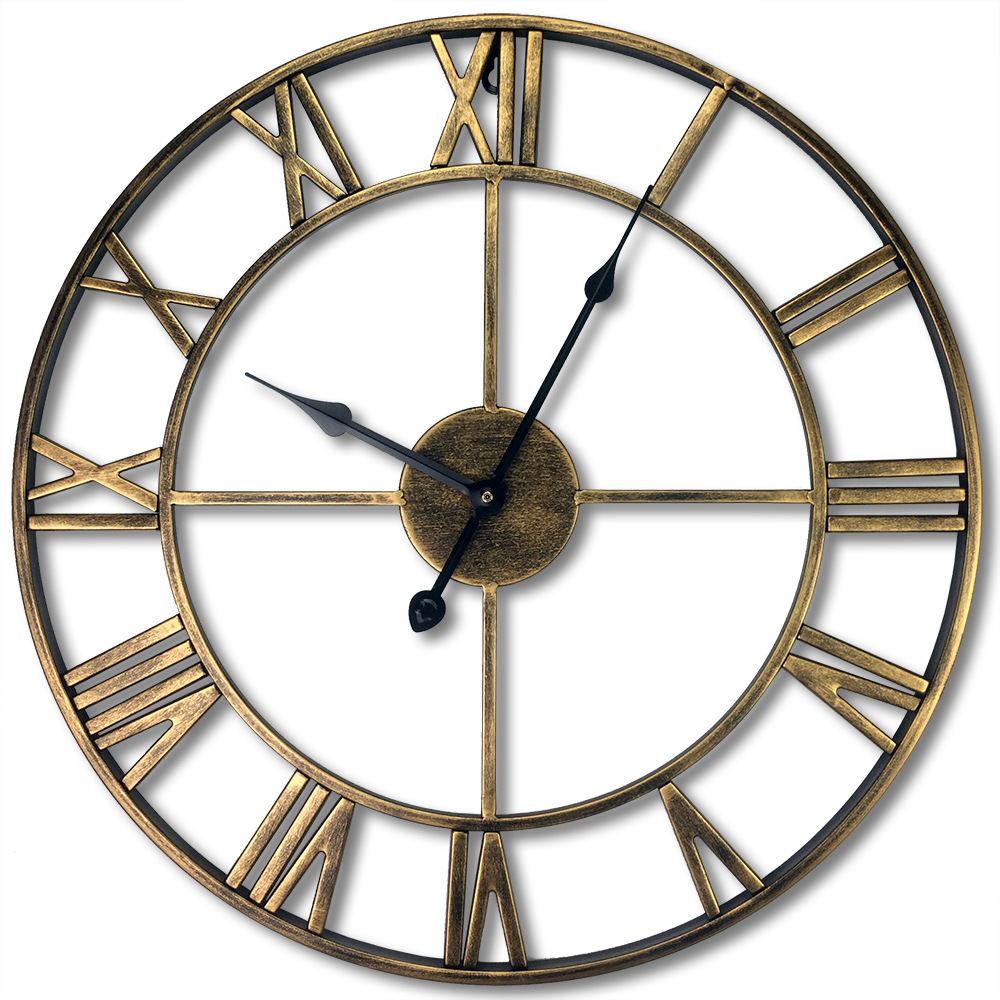 美式欧式复古 创意时钟金属铁艺罗马挂钟 客厅装饰壁挂钟表