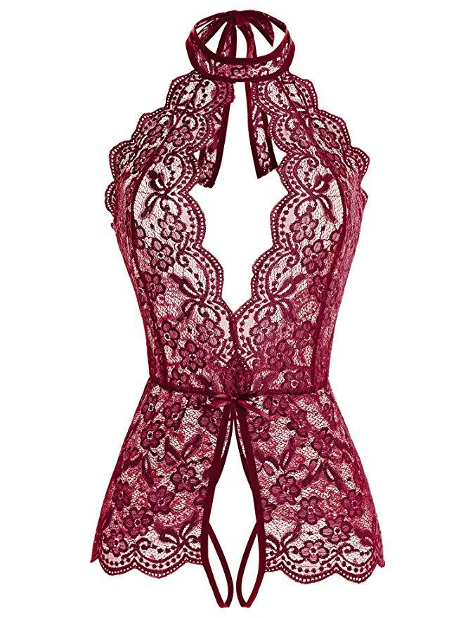 YANNI Textile offers wholesale of new European and American sex underwear, lace, cut-out and printed neck-hanging jumpsuits and sex sets details Picture