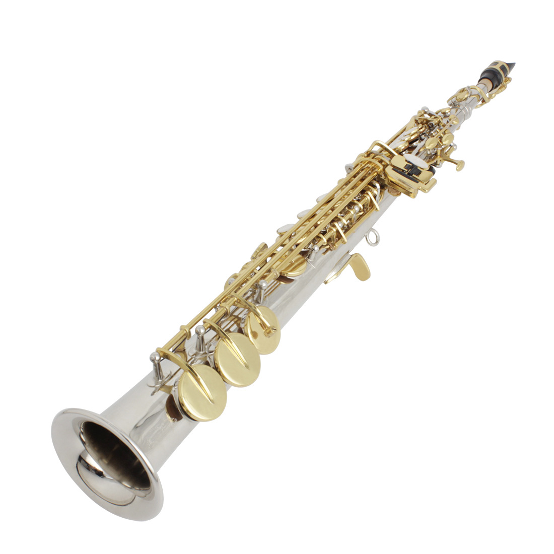 SLADE soprano saxophone in B-flat straight, professional performance of carved white shell silver key saxophone Item Picture