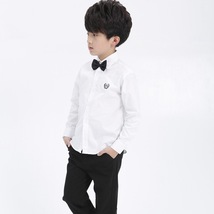 2023新款韩版男童衬衣纯棉衬衫儿童白色衬衫男童长袖衬衫中大童寸