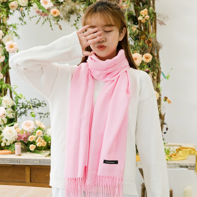 Manufacturers Direct Sales Of New Imitation Cashmere Scarf Female Korean Version Of Autumn And Winter Warm Cashmere Solid Color Gift Scarf Shawls Specification drawing