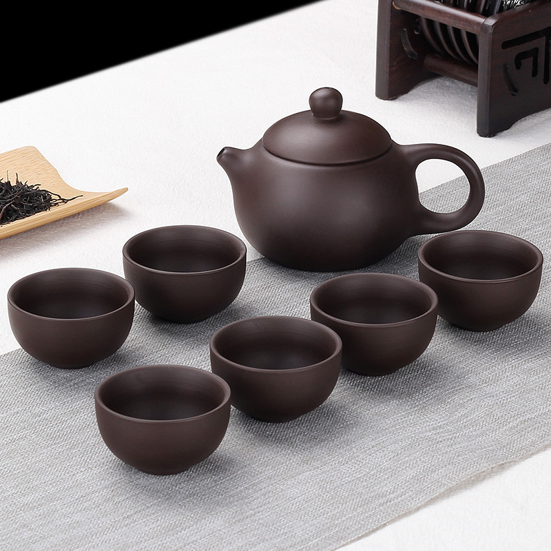 Factory wholesale of small sets of purple clay Gongfu tea sets, including teapots, tea cups, covered bowls, accessories, gift tea sets, and customizable logos Item Picture