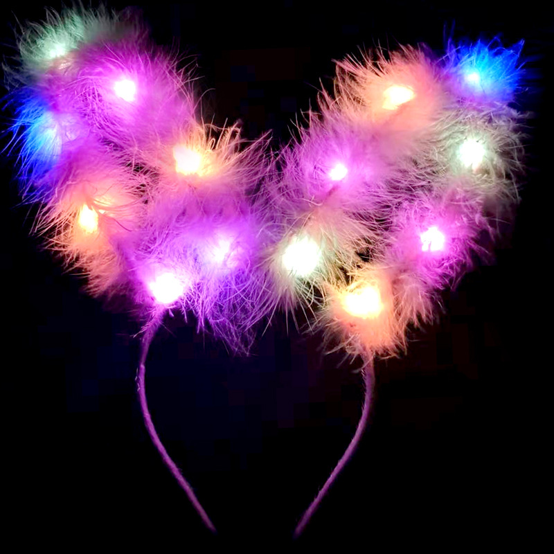Night market children's luminous toys, glittering headwear, garlands, cat ears, rabbit ears, hair bands, ground promotion, QR code scanning small gifts Application Scenario