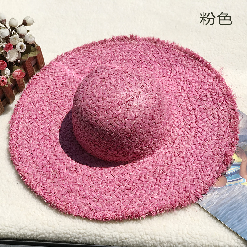 Wholesale Natural Raffia Hat Sun Block Big Eave Hat Beach Hat Diy Big Edge Color Dome Hat Application Scenario