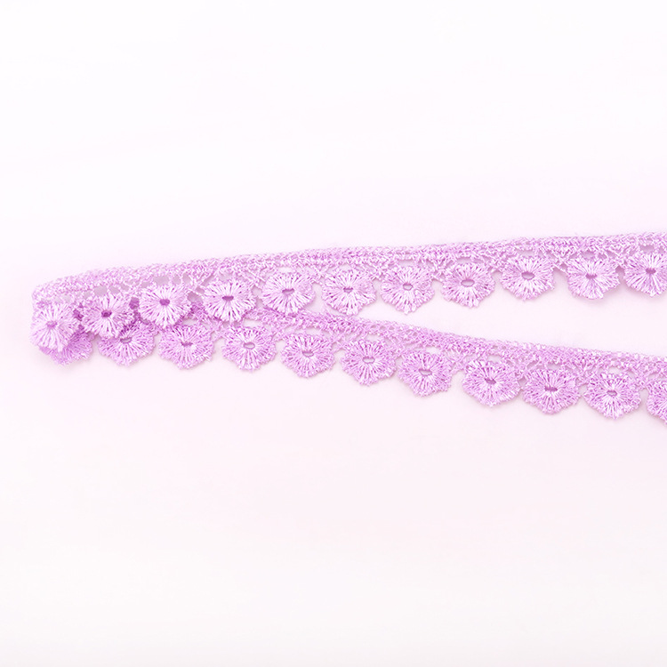 新款环保彩色小梅花水溶刺绣花边 优质水溶绣花涤纶花边现货批发