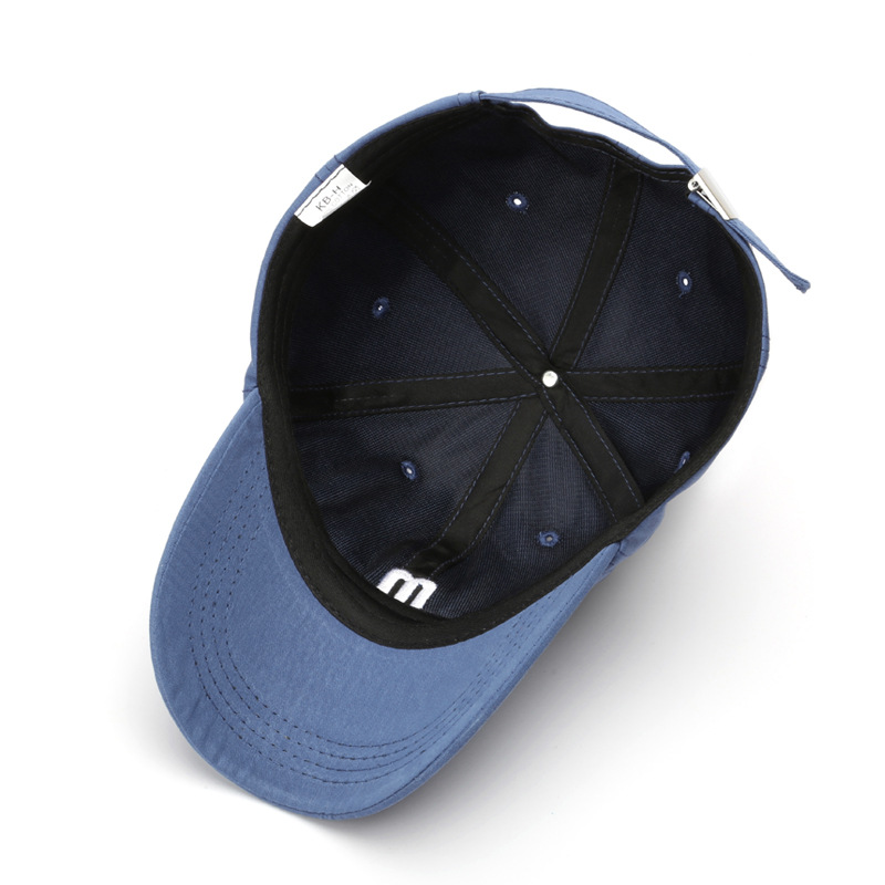 "M letter embroidered baseball cap, men's versatile, curved brim cotton soft top sun hat, fashionable and simple, women's baseball cap. details Picture