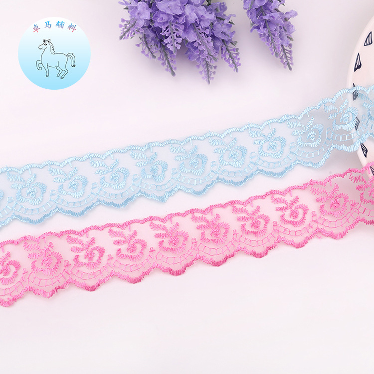 厂家直销环保多色婚纱刺绣蕾丝花边 高品质服装辅料彩色花边批发