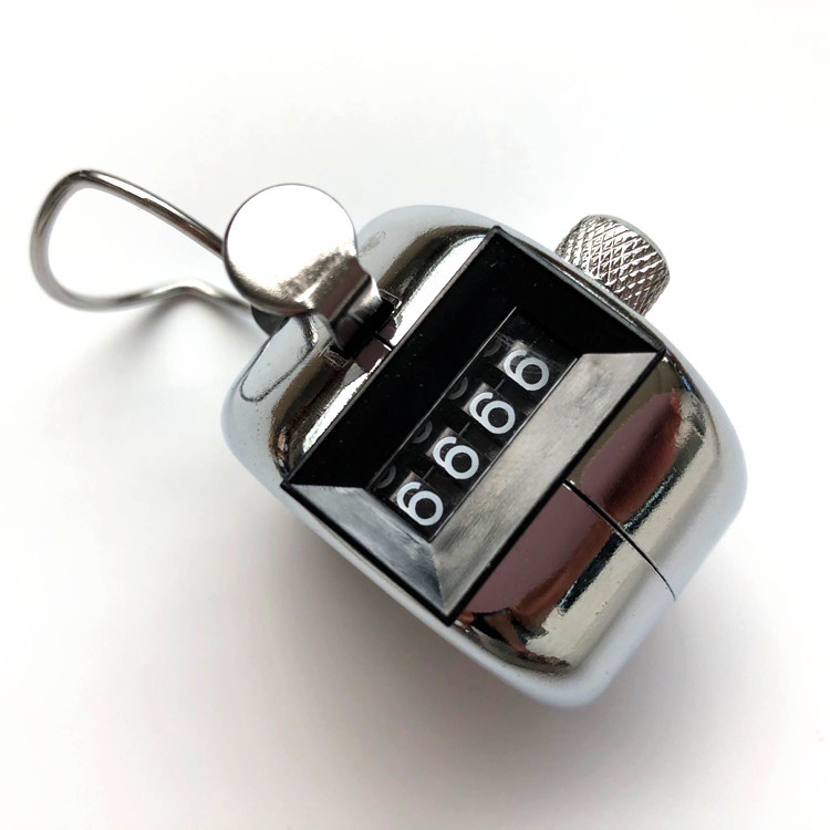 Four-digit mechanical manual metal pedestrian flow counter, point-counting number, push-type hand-press statistical counter