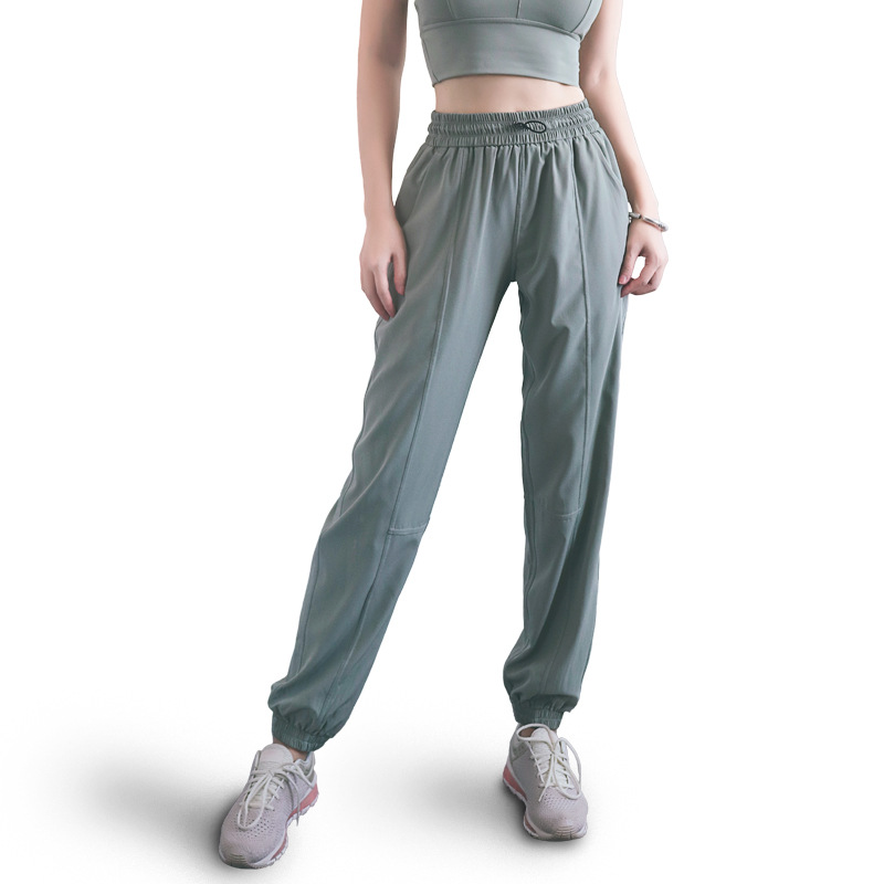 Aido's new summer drawstring sports pants, women's high-waisted, tight-fitting, lightweight sun-protective pants, fitness pants, and loose running pants Item Picture