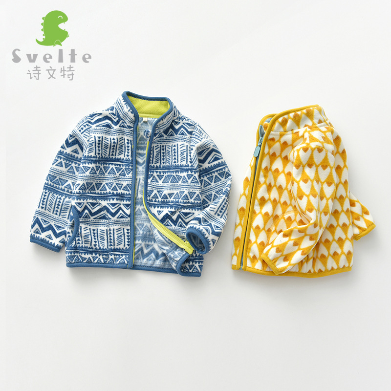 Shiwente's 2023 Spring and Autumn New Children's fleece Jacket and Girls' fleece stand-up collar jacket wy1539 details Picture
