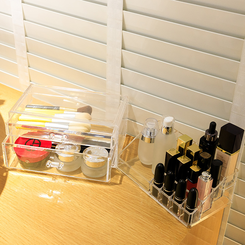 面膜收纳盒亚克力透明抽屉式口红护肤品桌面整理盒化妆品置物架详情图3