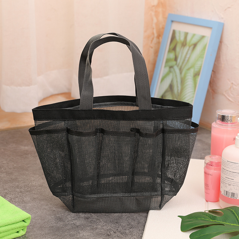 Portable Mesh Beach Bag Makeup Travel Storage Toiletry Bag Mesh Portable Swimming Multi-Pocket Beach Bag Wholesale Application Scenario