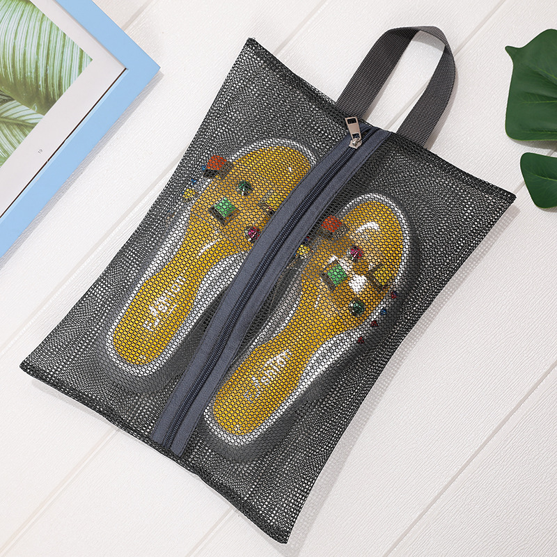 Portable Mesh Beach Bag Makeup Travel Storage Toiletry Bag Mesh Portable Swimming Multi-Pocket Beach Bag Wholesale Specification drawing