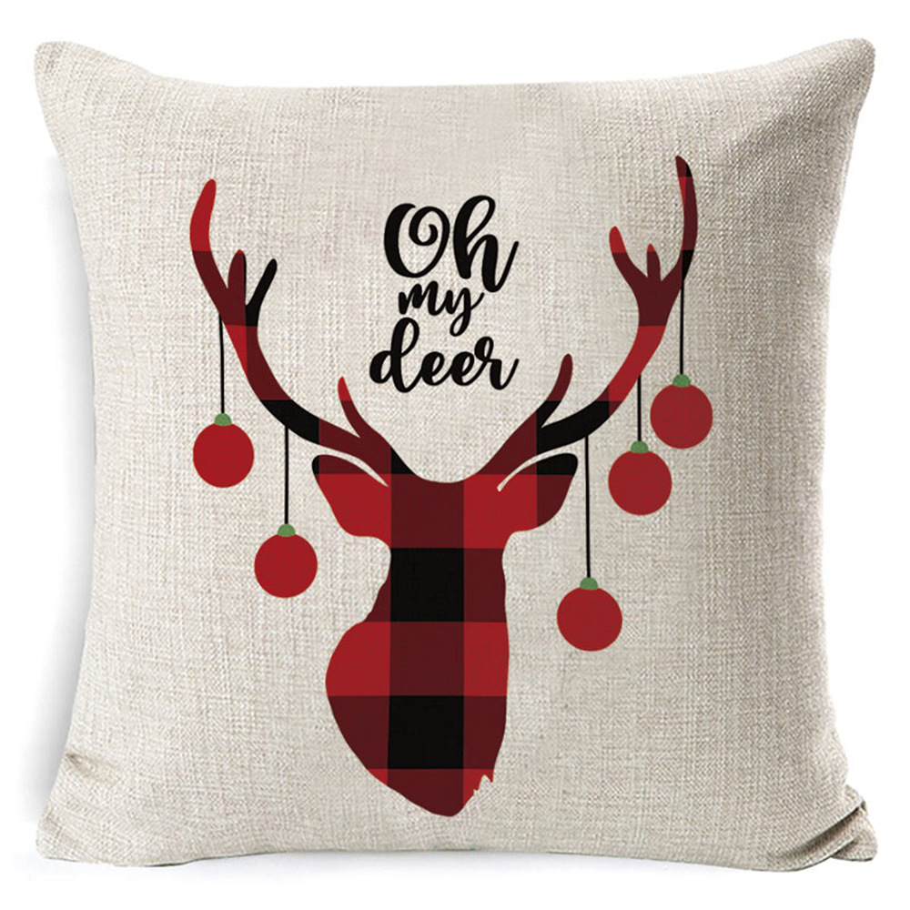 Christmas Pillow Case Flax Peach Pillowcase Amazon Home Sofa Nordic Holiday Pillow Item Picture