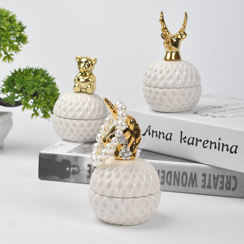 创意电镀工艺陶瓷首饰盒喜品盒礼品家居储物收纳香蜡罐摆件伴手礼详情图4