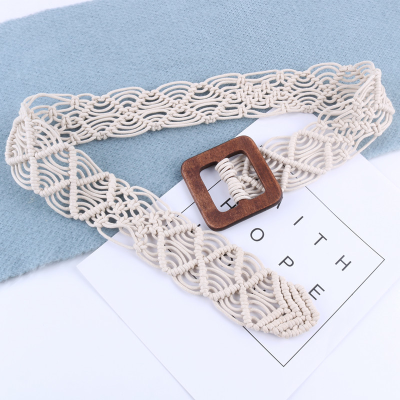 Retro National Style Braided Belt For Women Decorative Wide Waist Sealing Dress Sub Accessories Korean Version 100 Waist Rope Square Buckle Application Scenario
