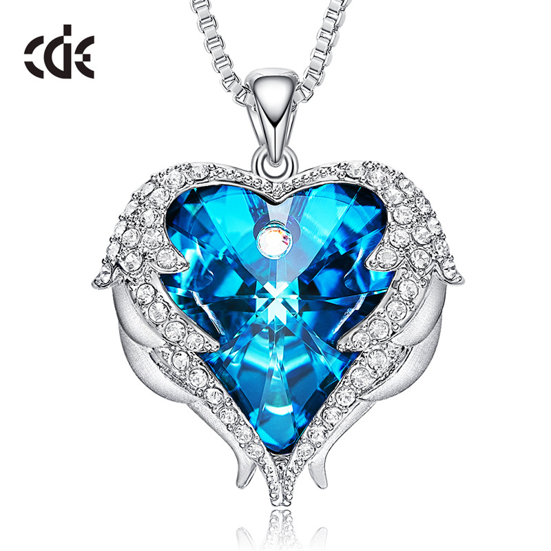 Sidelle Europe And America Explosive Jewelry Ocean Heart Necklace Female Angel Wings Crystal Collarbone Chain Item Wholesale Item Picture