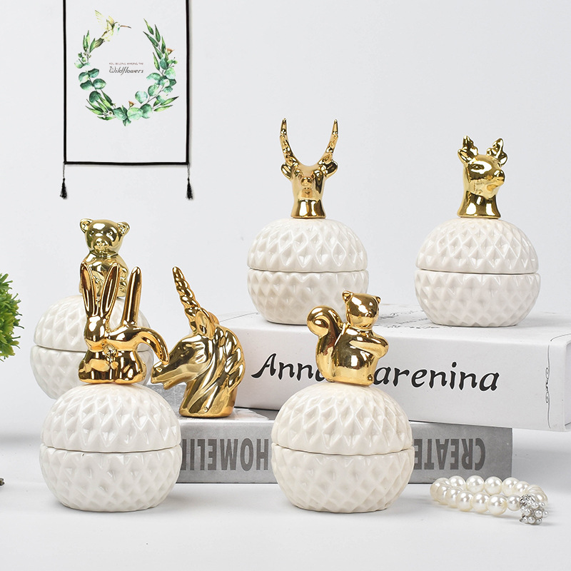 创意电镀工艺陶瓷首饰盒喜品盒礼品家居储物收纳香蜡罐摆件伴手礼详情图3