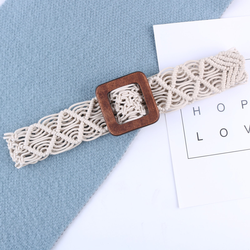 Retro National Style Braided Belt For Women Decorative Wide Waist Sealing Dress Sub Accessories Korean Version 100 Waist Rope Square Buckle Specification drawing