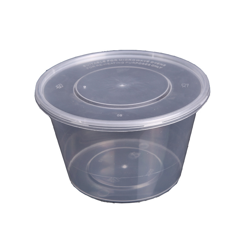 1000ML round disposable lunch box, rectangular plastic packaging, thickened transparent takeout lunch box, fast food bento bowl Item Picture