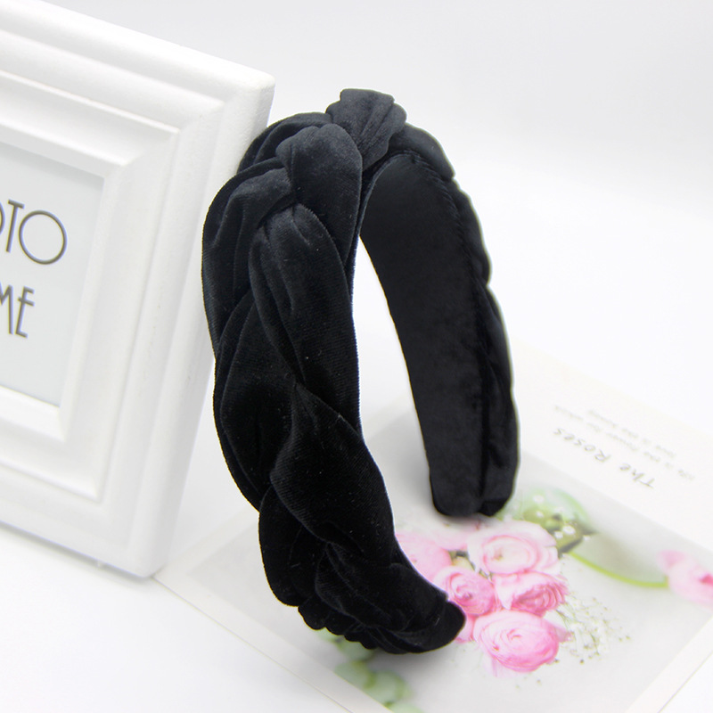 Moda popular trenzas de pelo hoop europa y américa creativo terciopelo de oro tocados transfronterizos nuevo estilo hoop pelo gruta al por mayor details Picture