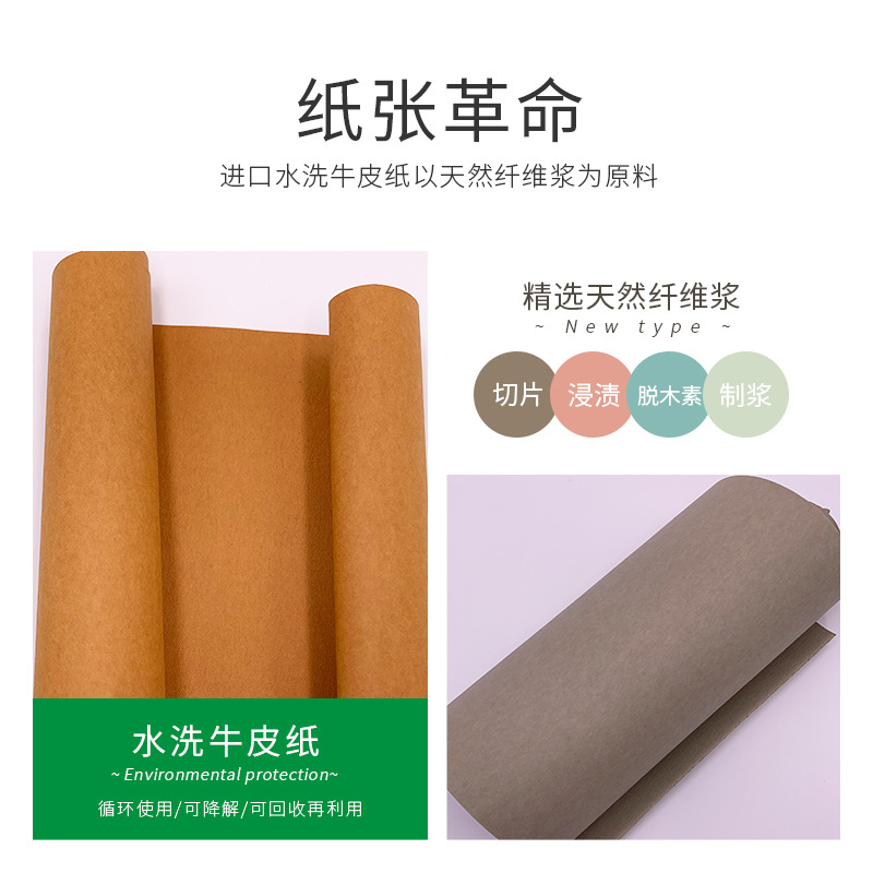 Washed kraft paper, thickened brown moisture-proof and wear-resistant packaging kraft paper, environmentally friendly and can replace leather - Shanghai details Picture