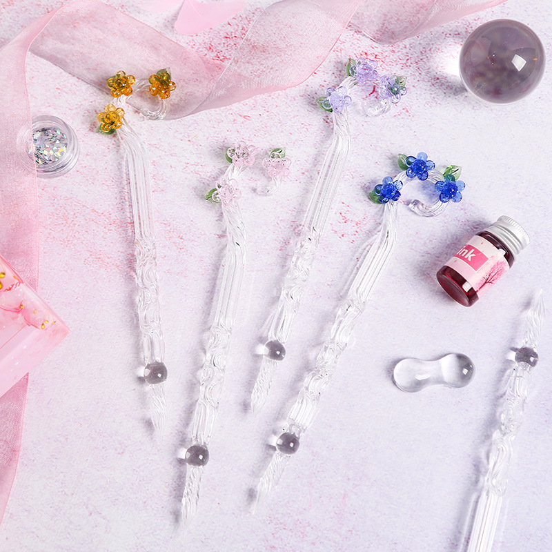 Magic Flower Glass Pen, Student gift Pen, Crystal Dip Pen Set, Pen Gift, Creative Starry Sky Glass Pen Specification image