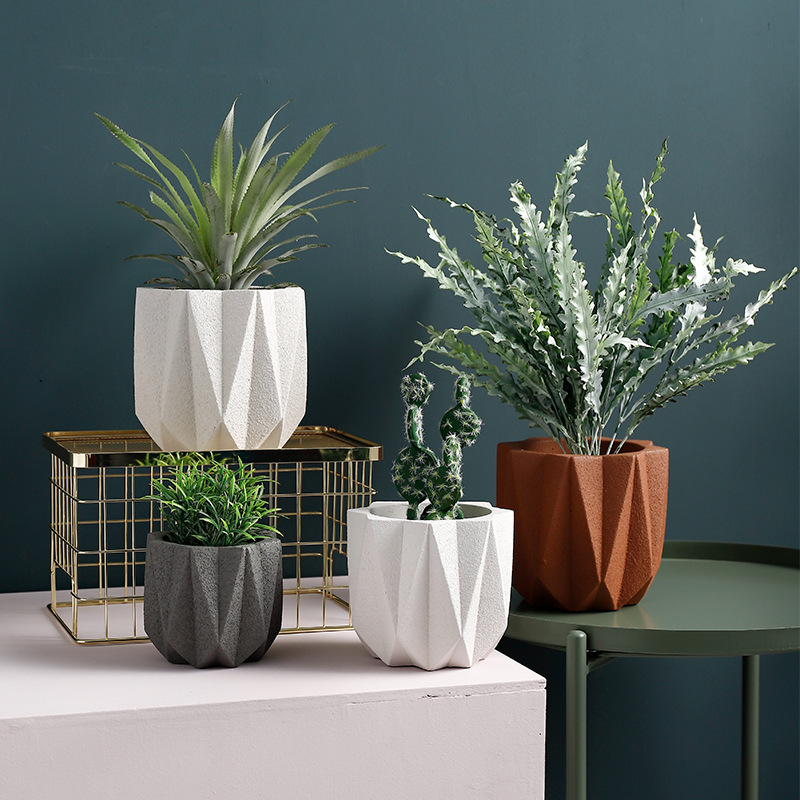 Nordic-style cement flowerpot, ceramic frosted, fashionable, simple, artistic and individual, medium-sized indoor green vine bonsai rose Specification image
